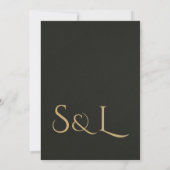 Dark Luxe Gold Monogram Wedding Thank You Card  サンキューカード (裏面)