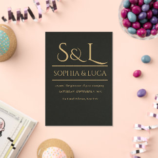 Dark Luxe Monogram Acrylic Wedding Invitation  アクリル招待状