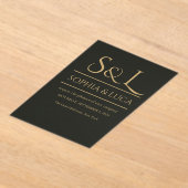 Dark Luxe Monogram Acrylic Wedding Invitation  アクリル招待状 (レイダウン)