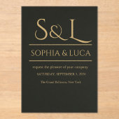 Dark Luxe Monogram Acrylic Wedding Invitation  アクリル招待状 (正面)