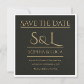 Dark Luxe Monogram Save the Date Card セーブザデート (正面)