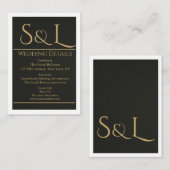 Dark Luxe Monogram Wedding Details Card エンクロージャーカード (正面/裏面)