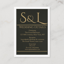 Dark Luxe Monogram Wedding Details Card エンクロージャーカード