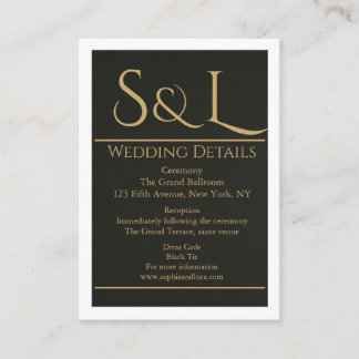 Dark Luxe Monogram Wedding Details Card エンクロージャーカード
