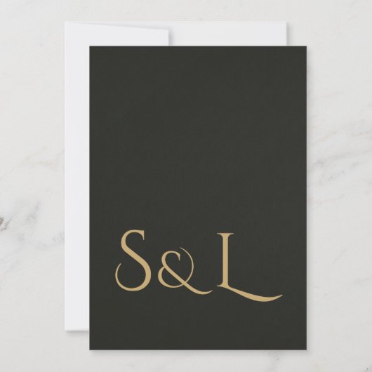 Dark Luxe Monogram Wedding Invitation 招待状 (裏面)