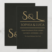 Dark Luxe Monogram Wedding Invitation 招待状 (正面/裏面)