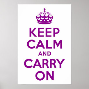 Dark Magenta Keep Calm and Carry On ポスター