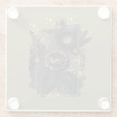 Dark Magical Floral Bouquet in Golden Frame ガラスコースター (裏面)