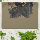 Dark Magical Floral Bouquet in Golden Frame キッチンタオル (折り畳み)
