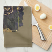 Dark Magical Floral Bouquet in Golden Frame キッチンタオル (四つ折り)