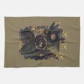 Dark Magical Floral Bouquet in Golden Frame キッチンタオル (横)