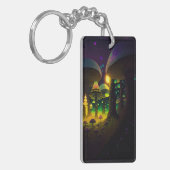 Dark Magical Luminous Mushrooms Acrylic Keychain キーホルダー (正面左)