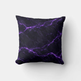 Dark Marble Throw Pillow with Violet Veins クッション