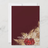 Dark Maroon Floral Boho Watercolor Wedding 招待状 (裏面)