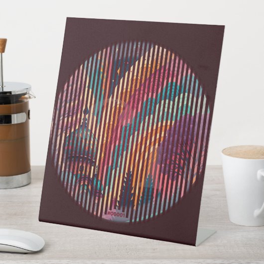 Dark Maroon Striped Pedestal Sign – Customizable 台座サイン (インサイチュ)