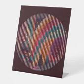 Dark Maroon Striped Pedestal Sign – Customizable 台座サイン (正面)
