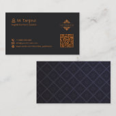 Dark Matte Mandala Diamond Tile Pattern QR Code 名刺 (正面/裏面)