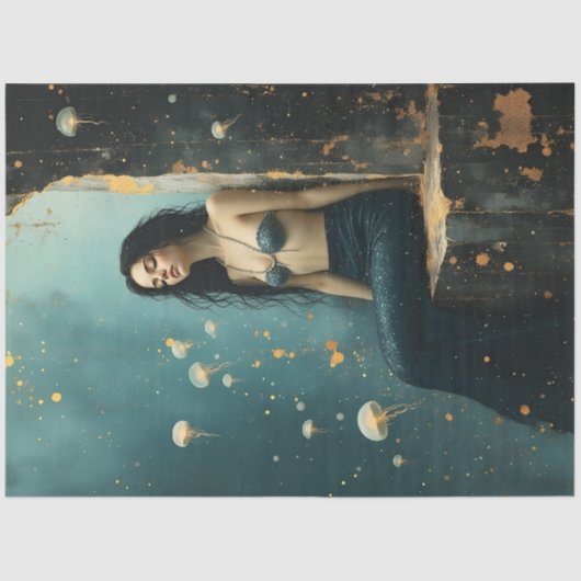 Dark Mermaid Decoupage Paper Ocean Fantasy 薄葉紙 (正面)