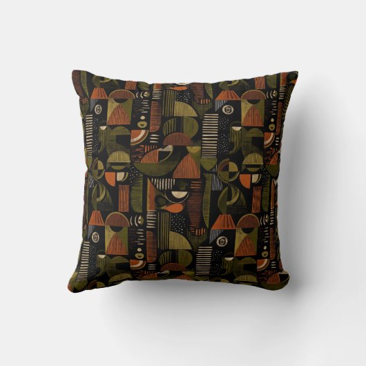 Dark Mid Century Geometric Pattern (1) クッション (裏面)