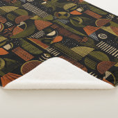 Dark Mid Century Geometric Pattern (1) シェルパブランケット (3/4)