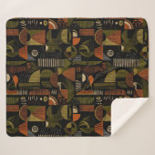 Dark Mid Century Geometric Pattern (1) シェルパブランケット (正面(横))