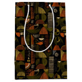 Dark Mid Century Geometric Pattern (1) ミディアムペーパーバッグ (正面)