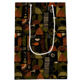 Dark Mid Century Geometric Pattern (1) ミディアムペーパーバッグ (裏面)