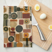 Dark Mid Century Geometric Pattern (2) キッチンタオル (四つ折り)