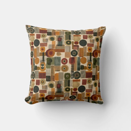 Dark Mid Century Geometric Pattern (2) クッション (正面)