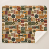 Dark Mid Century Geometric Pattern (2) シェルパブランケット (正面(横))