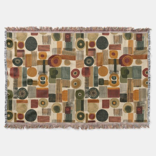 Dark Mid Century Geometric Pattern (2) スローブランケット (正面)