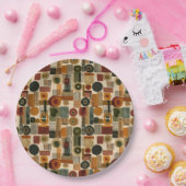 Dark Mid Century Geometric Pattern (2) ペーパープレート (パーティー)