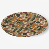 Dark Mid Century Geometric Pattern (2) ペーパープレート (アングル)