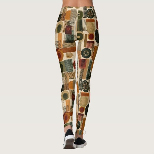 Dark Mid Century Geometric Pattern (2) レギンス (裏面)