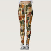 Dark Mid Century Geometric Pattern (2) レギンス (正面)