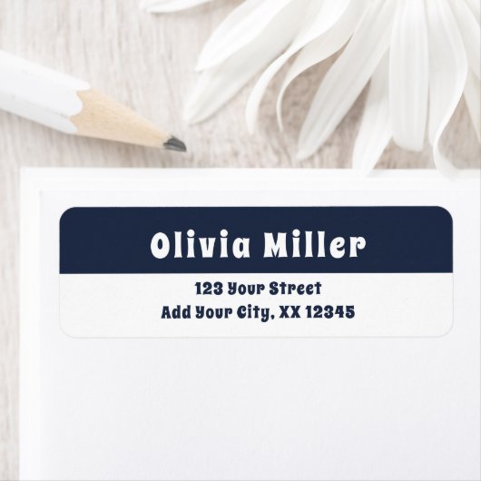 Dark Midnight Blue - Bold Retro Address Label ラベル (インサイチュ)