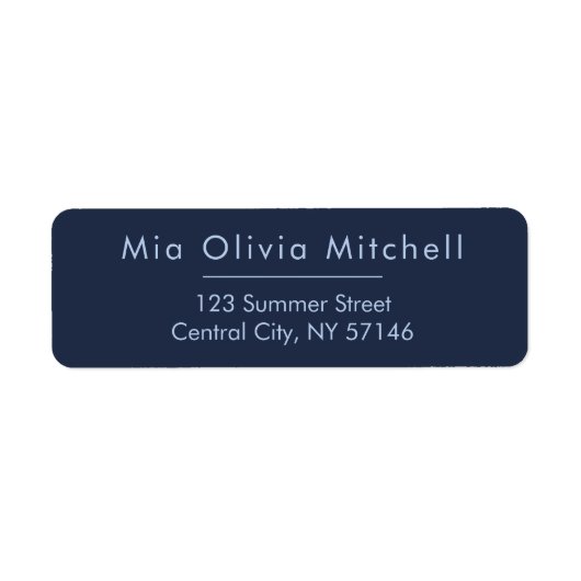 Dark Midnight Blue Minimal Address Labels ラベル (正面)