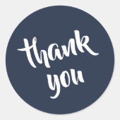 Dark Midnight Blue Thank You Classic Round Sticker ラウンドシール (正面)