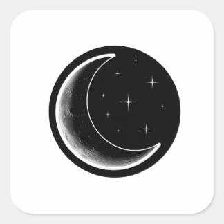 Dark Minimal Aesthetic Moon スクエアシール
