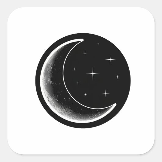 Dark Minimal Aesthetic Moon スクエアシール (正面)