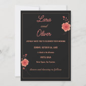 Dark Minimal Rose Wedding Invitation Elegant Rom 招待状 (正面)