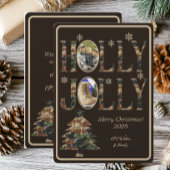 Dark Mocha Photo Camo Holly Jolly Merry Christmas シーズンカード