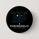 Dark Mode Coder Button Nerd Geek Tech Pin Swag 缶バッジ (正面)
