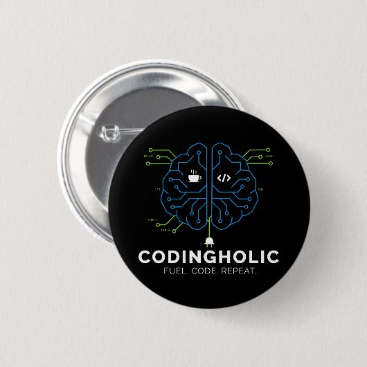 Dark Mode Coder Button Nerd Geek Tech Pin Swag 缶バッジ (正面&裏面)