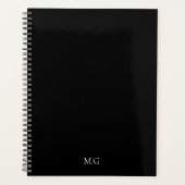 Dark Mode Stationary Glossy Black Agenda Initials プランナー手帳 (正面)