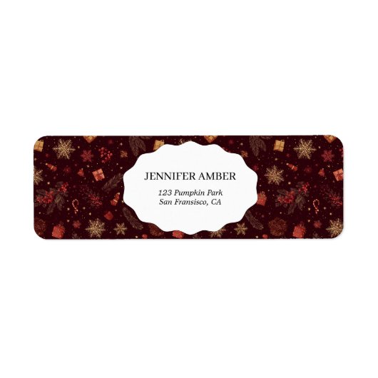  Dark Modern Festive Holiday Simple Rustic Boho ラベル (正面)