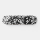Dark Monochromatic Street Art Inspired Floral Deck スケートボード (横)