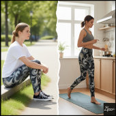 Dark Monochrome Ornamental Filigree Mandala Patter レギンス