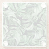 Dark Monstera:トロピカルウォーターのカラープリント。 ガラスコースター (裏面)