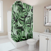 Dark Monstera：トロピカルウォーターのカラープリント。 シャワーカーテン (インサイチュ)